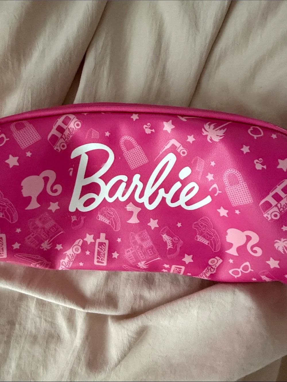 Barbie Hot Pink Cosmetic Pouch with White Logo